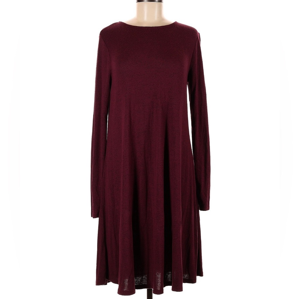 Old Navy | Rich Burgundy Red Long Sleeve Crew Neck Midi Dress Size Medium Tall - Picture 3 of 11